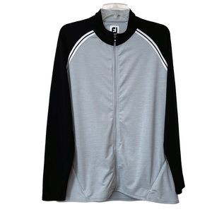 FootJoy Golf Full Zip Jacket Size L Womens Mock Neck Gray Black Colorblock